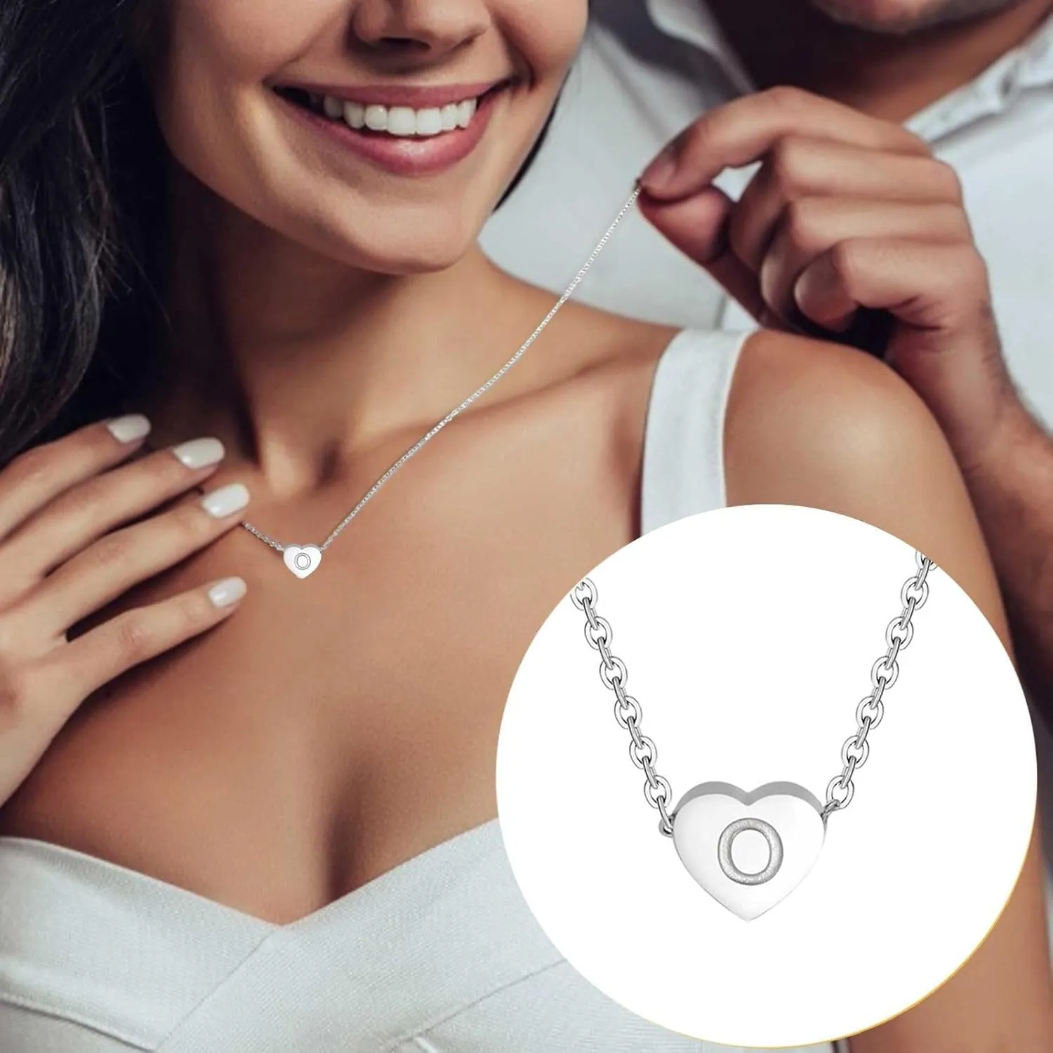iLH Heart Initial Necklaces For Women Tiny Dainty Silver Heart Necklace Alphabet Letter Pendant Necklace Jewelry Gift
