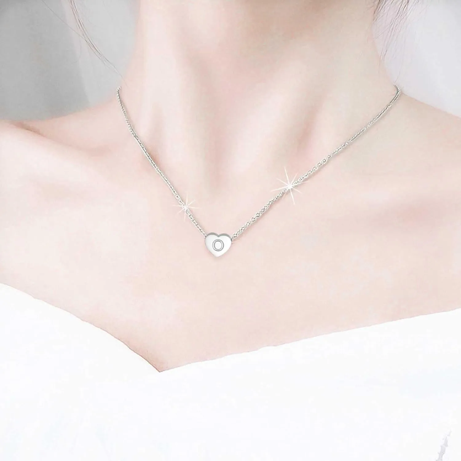 iLH Heart Initial Necklaces For Women Tiny Dainty Silver Heart Necklace Alphabet Letter Pendant Necklace Jewelry Gift