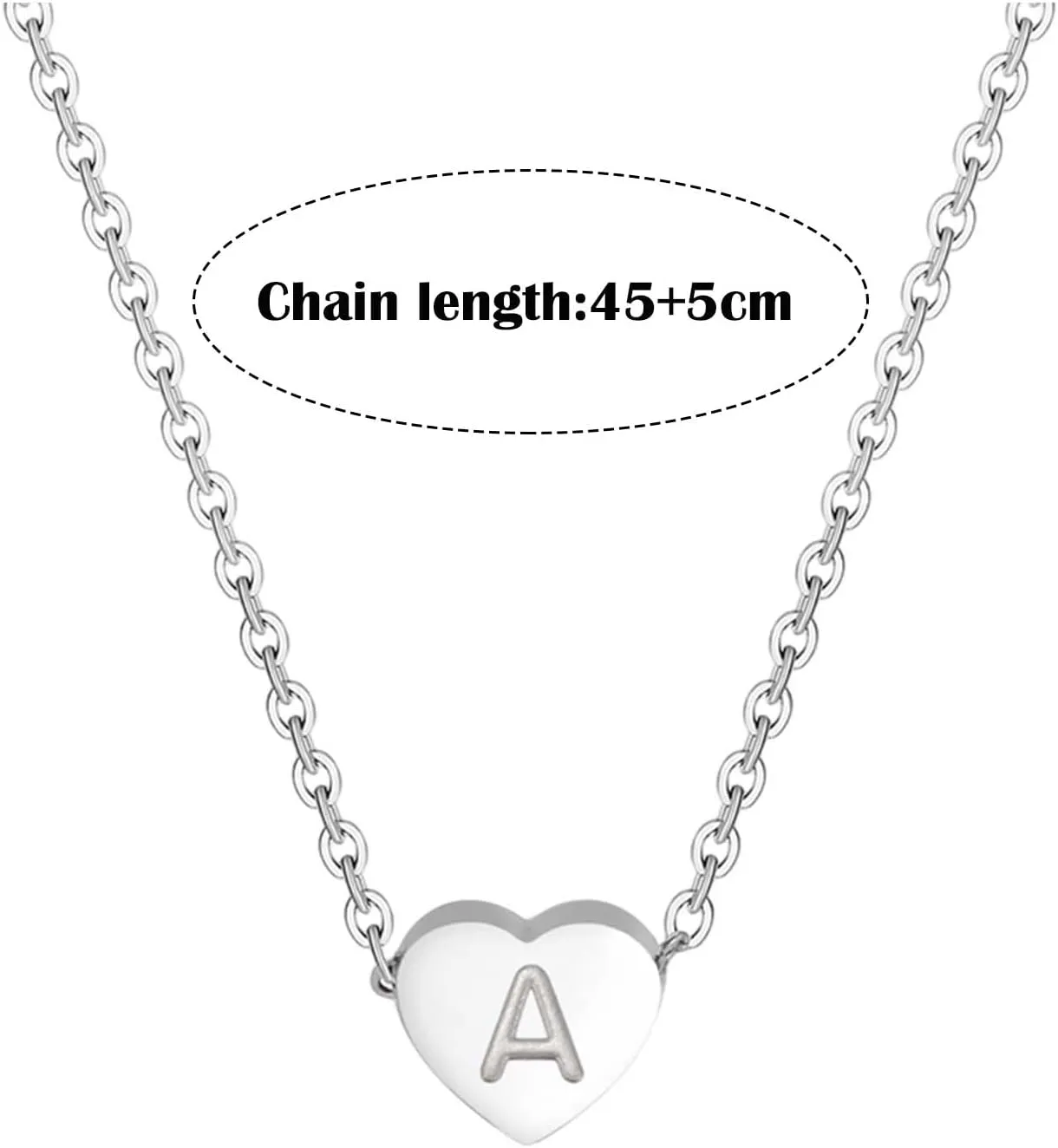 iLH Heart Initial Necklaces For Women Tiny Dainty Silver Heart Necklace Alphabet Letter Pendant Necklace Jewelry Gift