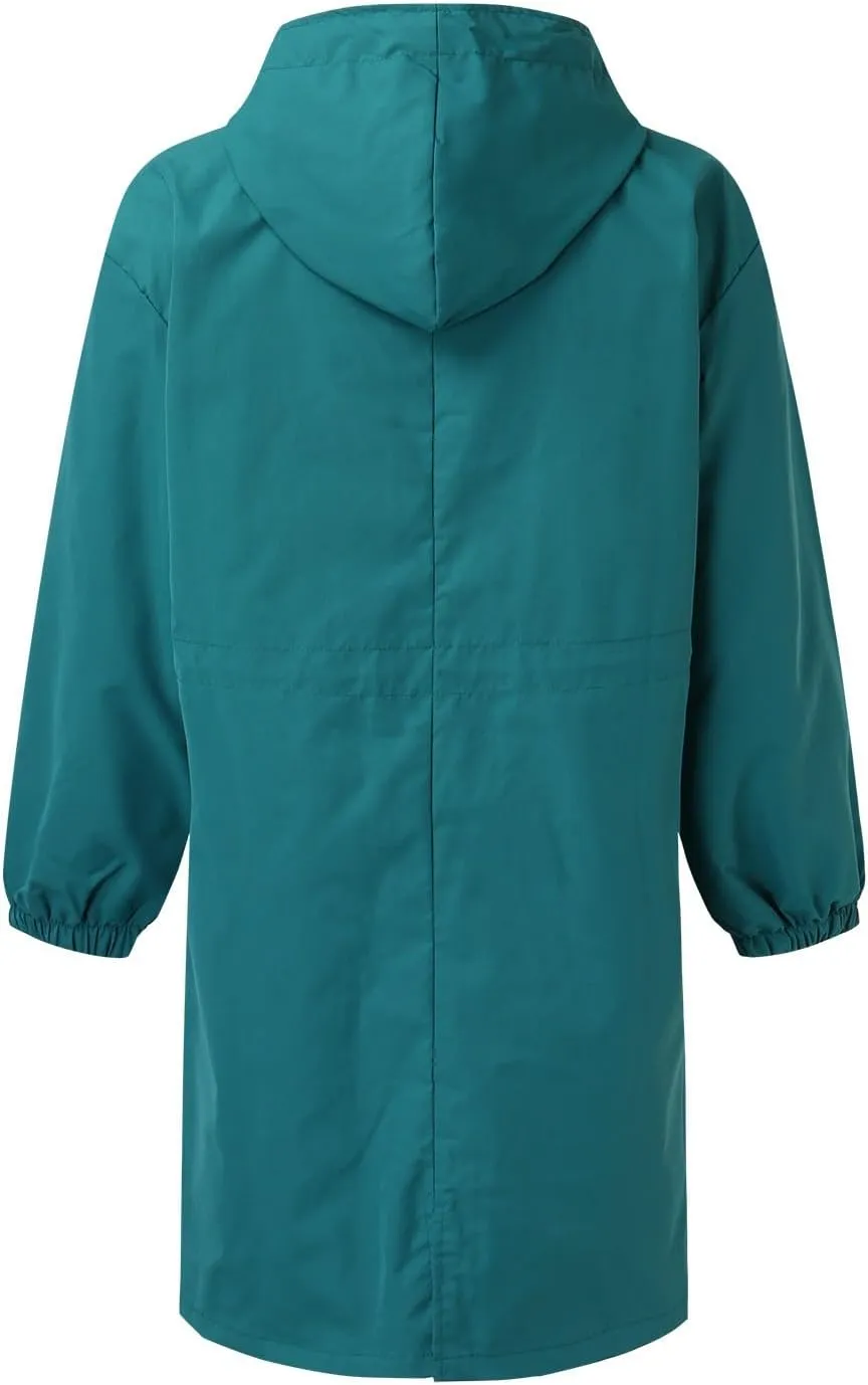 iLH Womens Hooded Trench Coat Spread Collar Button Down Windbreaker Outerwear for Women Lightweight Leisure Long Jackets