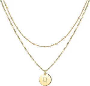 Initial Necklace for Women,Gold Plated Silver Dainty Letter Pendant Chain Stackable Layering Necklaces Valentine Jewelry Gift