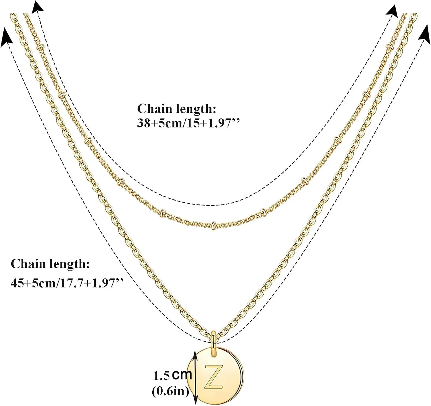 Initial Necklace for Women,Gold Plated Silver Dainty Letter Pendant Chain Stackable Layering Necklaces Valentine Jewelry Gift