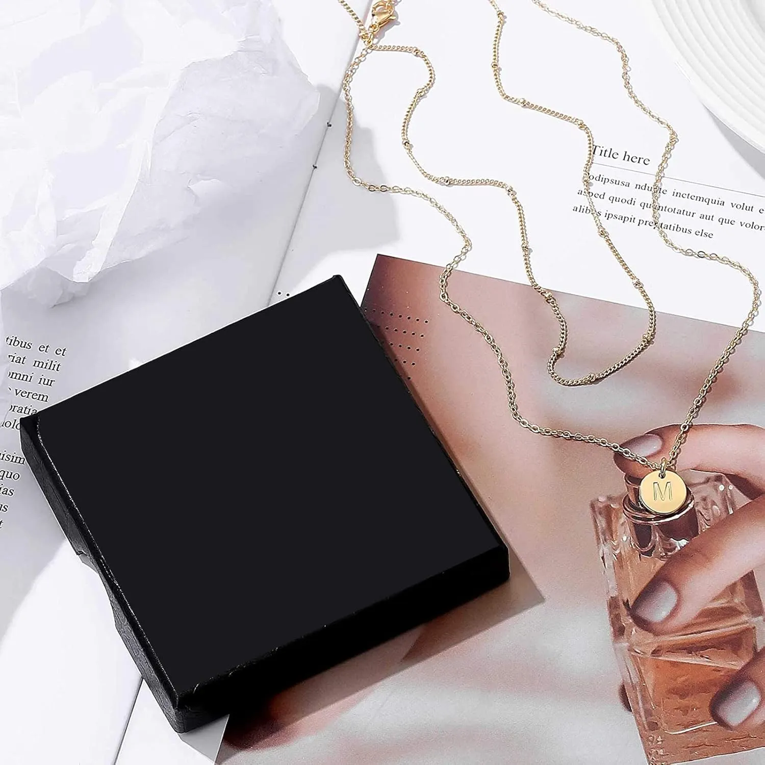 Initial Necklace for Women,Gold Plated Silver Dainty Letter Pendant Chain Stackable Layering Necklaces Valentine Jewelry Gift