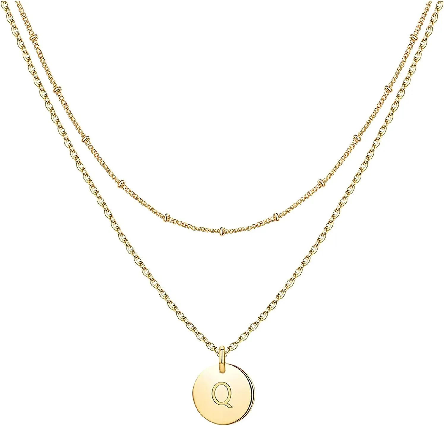 Initial Necklace for Women,Gold Plated Silver Dainty Letter Pendant Chain Stackable Layering Necklaces Valentine Jewelry Gift