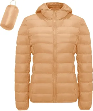 Jackets for Women Lightweight Packable Slim Fit Puffer Jacket Casual Hooded Warm Winter Quilted Down Jacket with Hood
