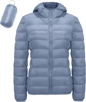 Jackets for Women Lightweight Packable Slim Fit Puffer Jacket Casual Hooded Warm Winter Quilted Down Jacket with Hood