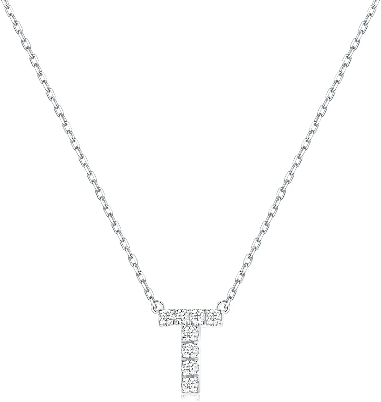 Jewlpire 925 Sterling Silver Necklaces for Women - Initial Necklaces Letter Necklace Cubic Zirconia Hypoallergenic Necklaces Alphabet Necklace