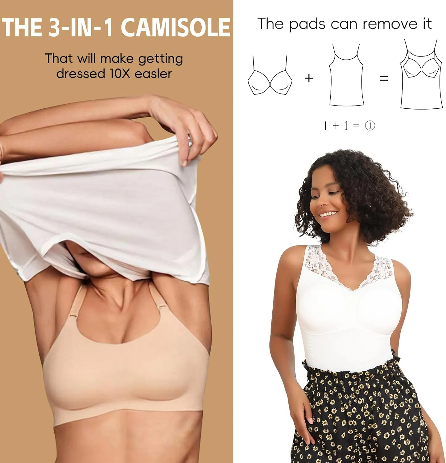 JOYSHAPER Shapewear Camisoles with Built in Bra Tummy Control Shapewear Tank Tops for Women Padded Bras Shaper Cami