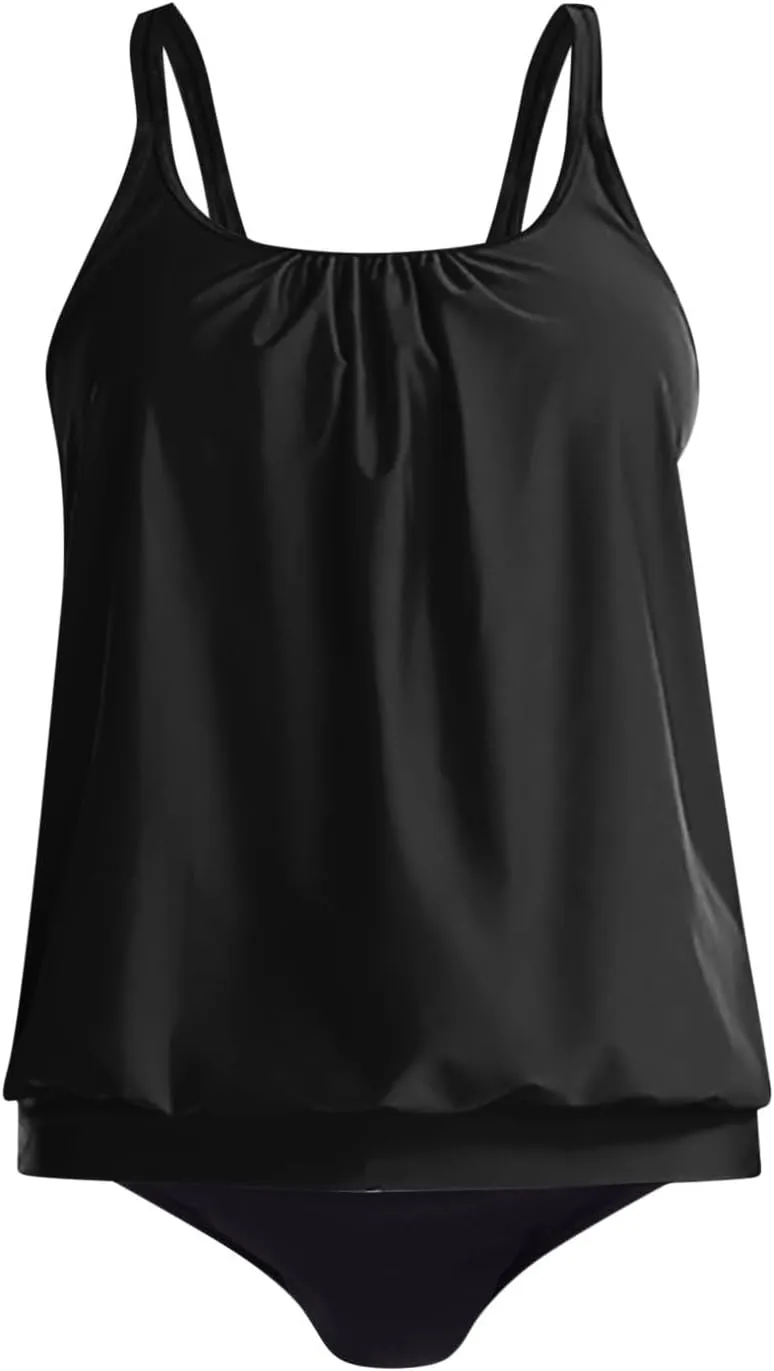 jsaierl Modest Tankini Swimsuits for Women 2025 Floral Print 2 Piece Swimwear Bathing Suits Blouson Tank Top with Swim Bottom