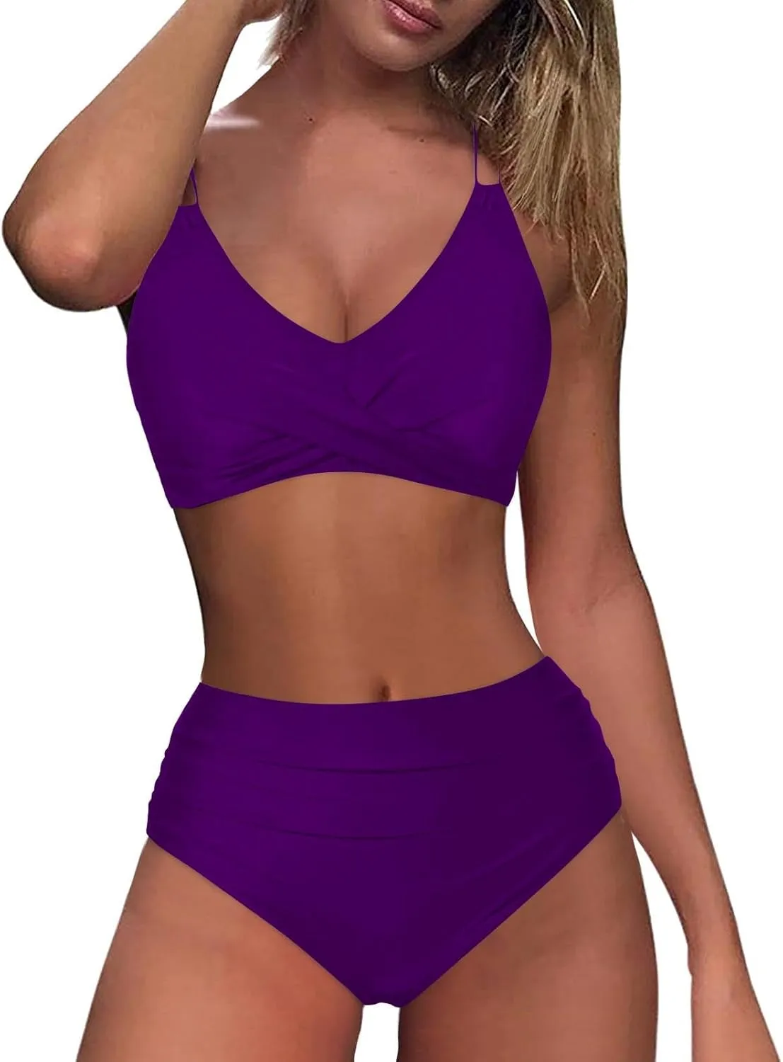 jsaierl Women's Sporty Bikini Sets Beachwear Tummy Control Two Piece Bathing Suits 2025 Fashion Strappy Athletic Swimwear