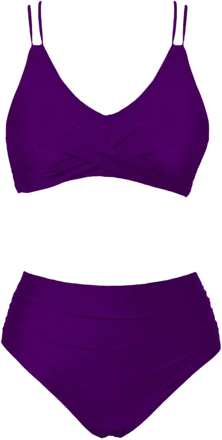 jsaierl Women's Sporty Bikini Sets Beachwear Tummy Control Two Piece Bathing Suits 2025 Fashion Strappy Athletic Swimwear