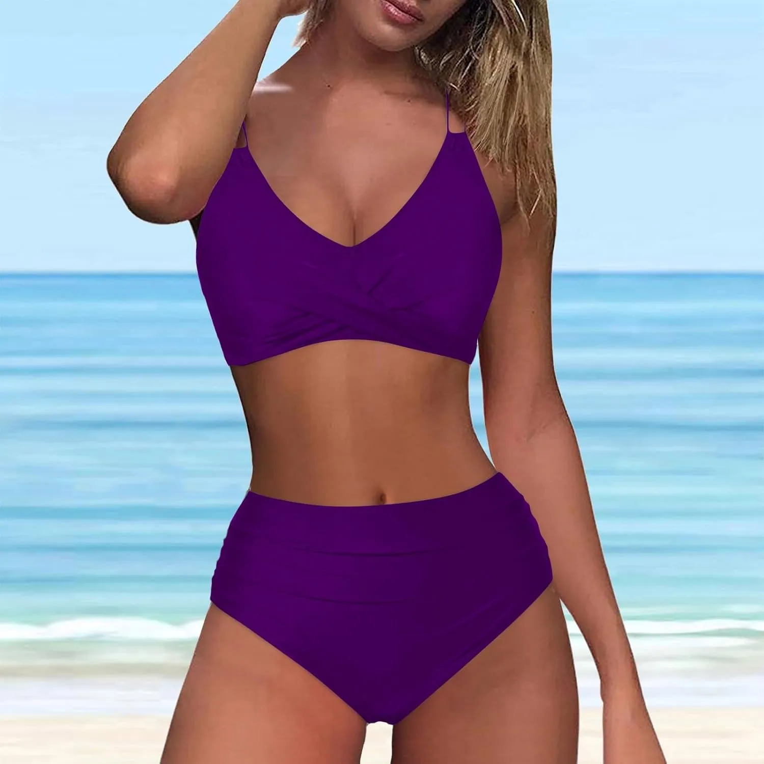 jsaierl Women's Sporty Bikini Sets Beachwear Tummy Control Two Piece Bathing Suits 2025 Fashion Strappy Athletic Swimwear