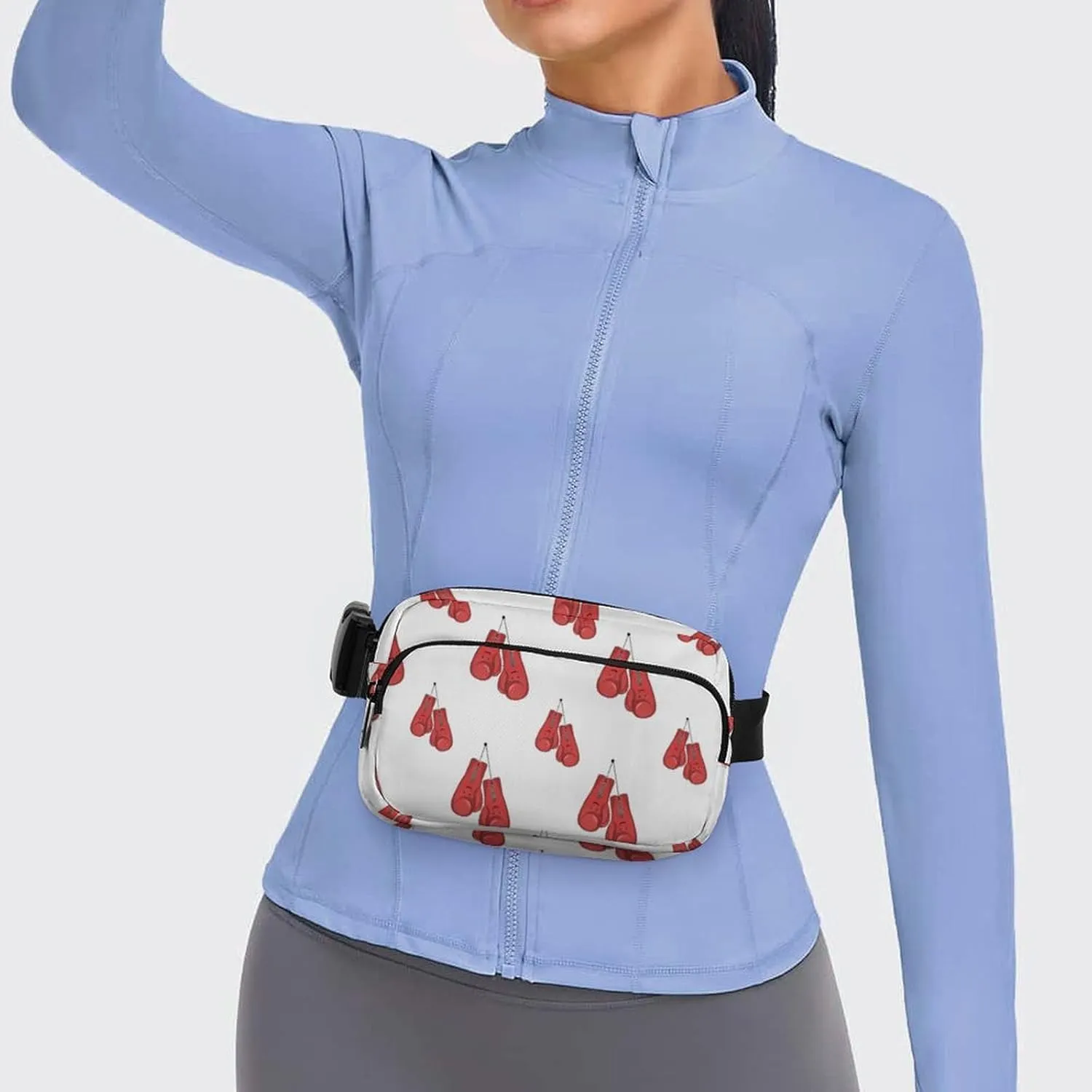 Kawaii Red Boxing Gloves Fanny Pack Belt Bag with Adjustable Strap Waist Packs Small Pouch Crossbody Bags for Hiking Running Cycling Traveling