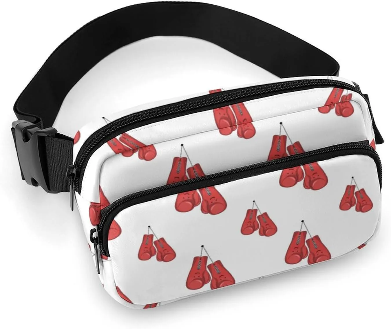Kawaii Red Boxing Gloves Fanny Pack Belt Bag with Adjustable Strap Waist Packs Small Pouch Crossbody Bags for Hiking Running Cycling Traveling