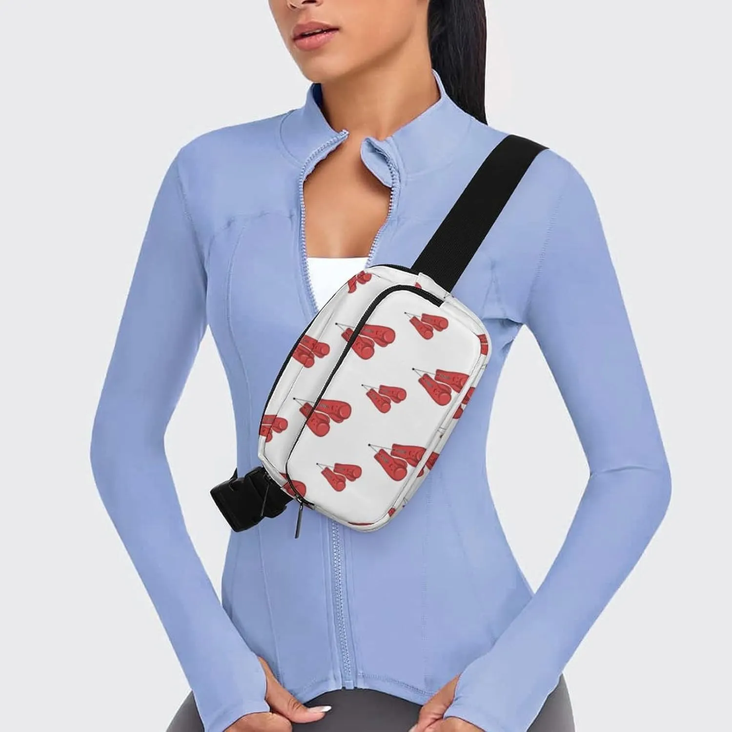 Kawaii Red Boxing Gloves Fanny Pack Belt Bag with Adjustable Strap Waist Packs Small Pouch Crossbody Bags for Hiking Running Cycling Traveling
