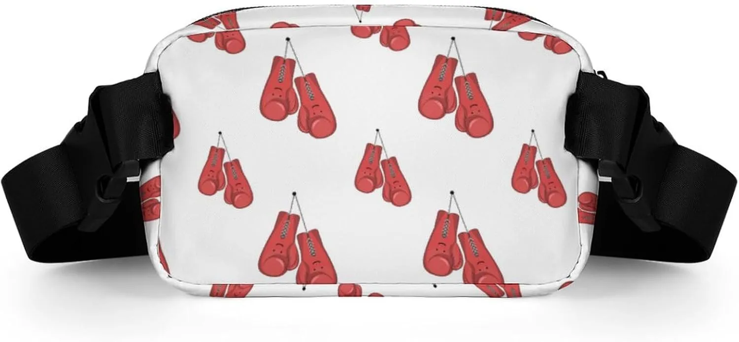 Kawaii Red Boxing Gloves Fanny Pack Belt Bag with Adjustable Strap Waist Packs Small Pouch Crossbody Bags for Hiking Running Cycling Traveling