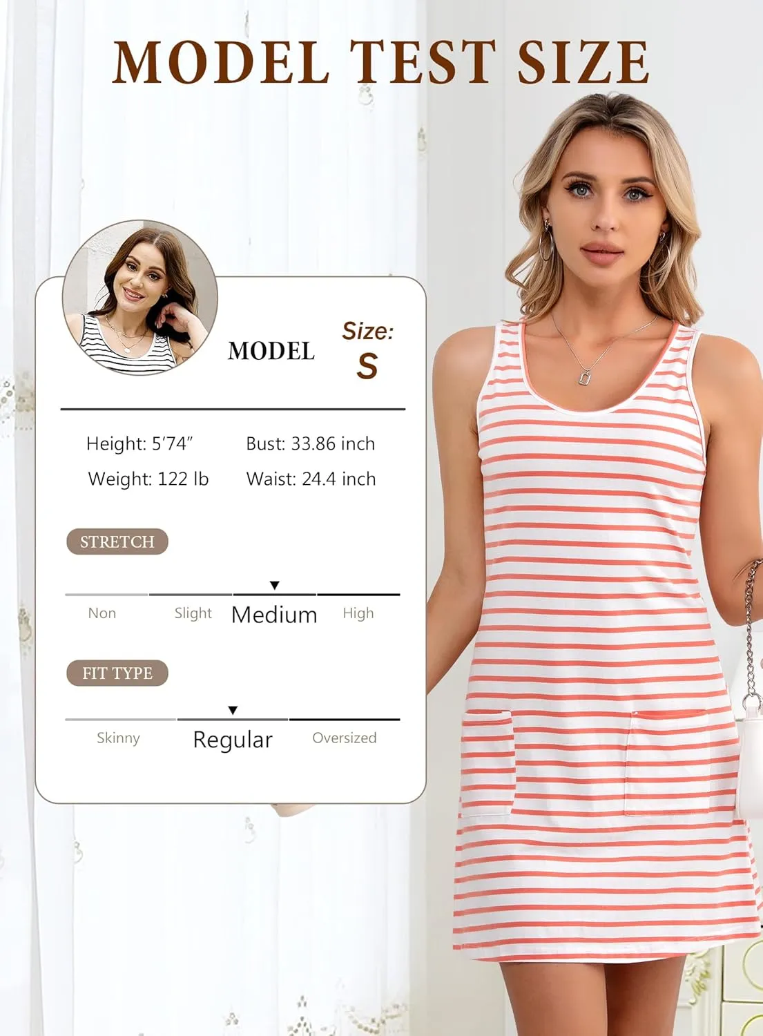KHPAERMEI Womens Summer Dresses 2025 Stripe Beach Loose Scoop Neck Casual Sleeveless Sundresses Swimsuit Coverup with Pocket