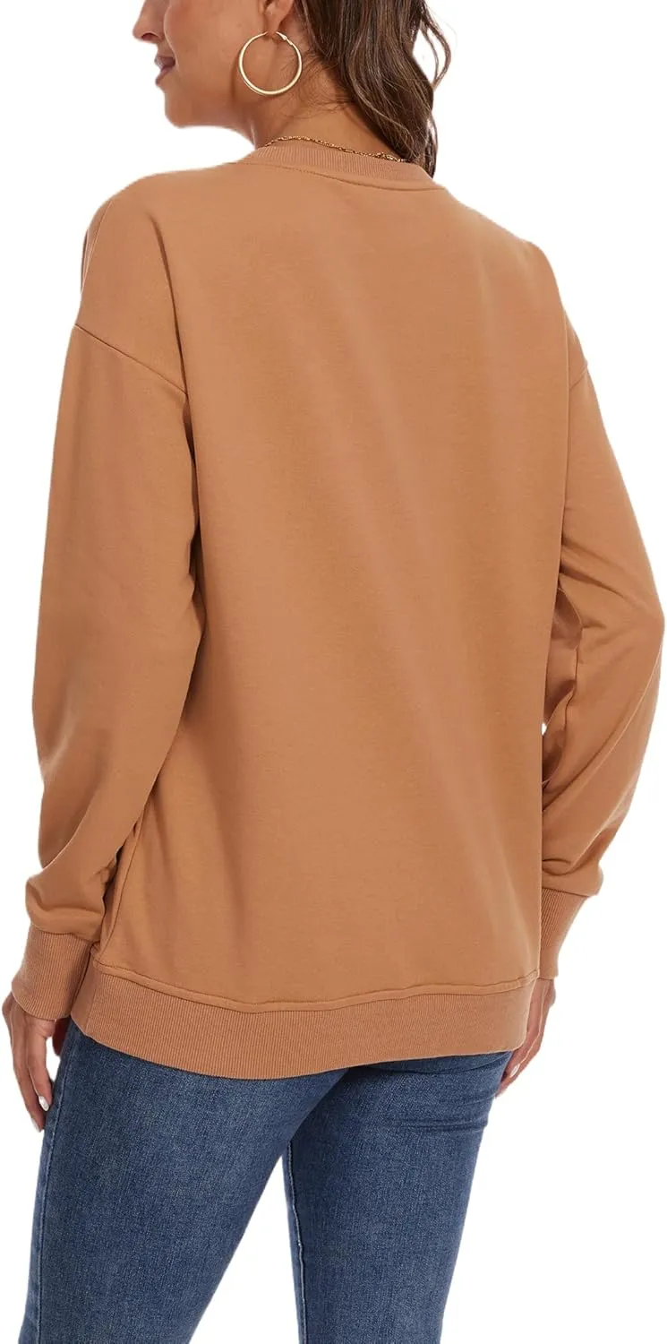 KINGFEN Womens Sweatshirts Fall Fashion 2024 Long Sleeve Tops Comfy Crewneck Casual Shirts