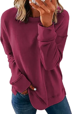 KINGFEN Womens Sweatshirts Fall Fashion 2024 Long Sleeve Tops Comfy Crewneck Casual Shirts
