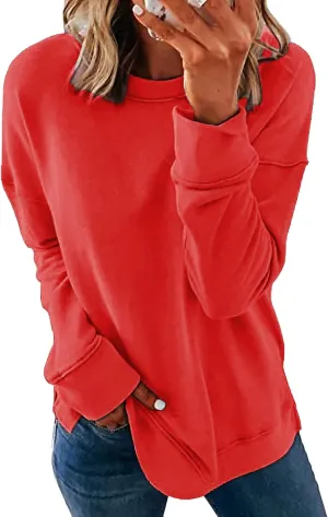 KINGFEN Womens Sweatshirts Fall Fashion 2024 Long Sleeve Tops Comfy Crewneck Casual Shirts
