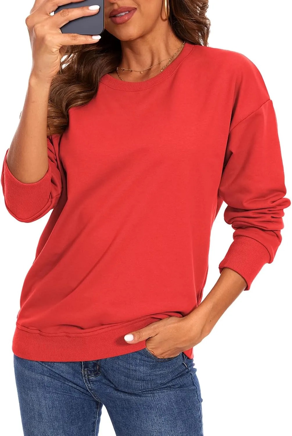 KINGFEN Womens Sweatshirts Fall Fashion 2024 Long Sleeve Tops Comfy Crewneck Casual Shirts