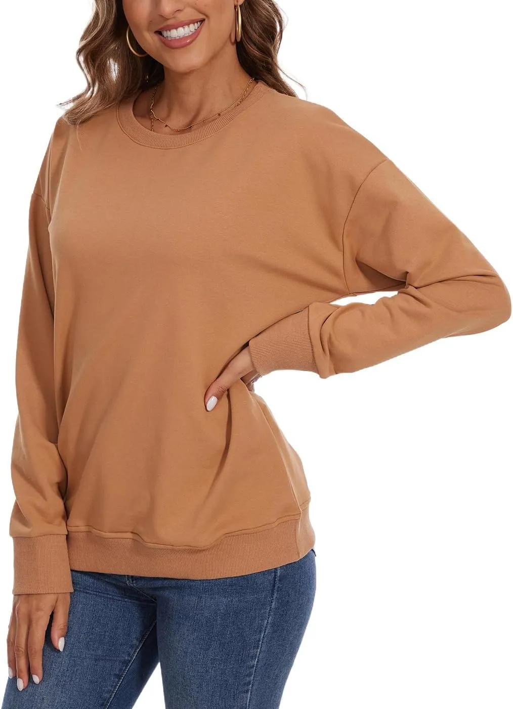 KINGFEN Womens Sweatshirts Fall Fashion 2024 Long Sleeve Tops Comfy Crewneck Casual Shirts