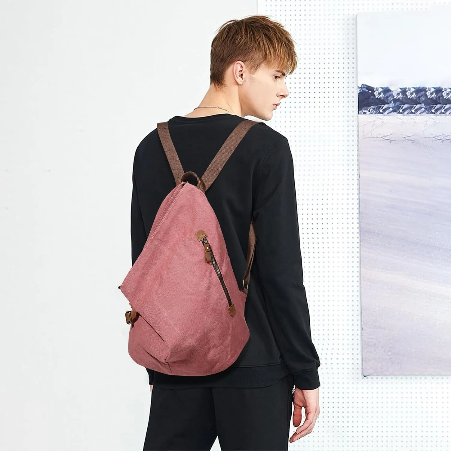 KL928 Canvas Vintage Backpack  Large Casual Daypack Outdoor Travel Rucksack Hiking Backpacks for Men Women
