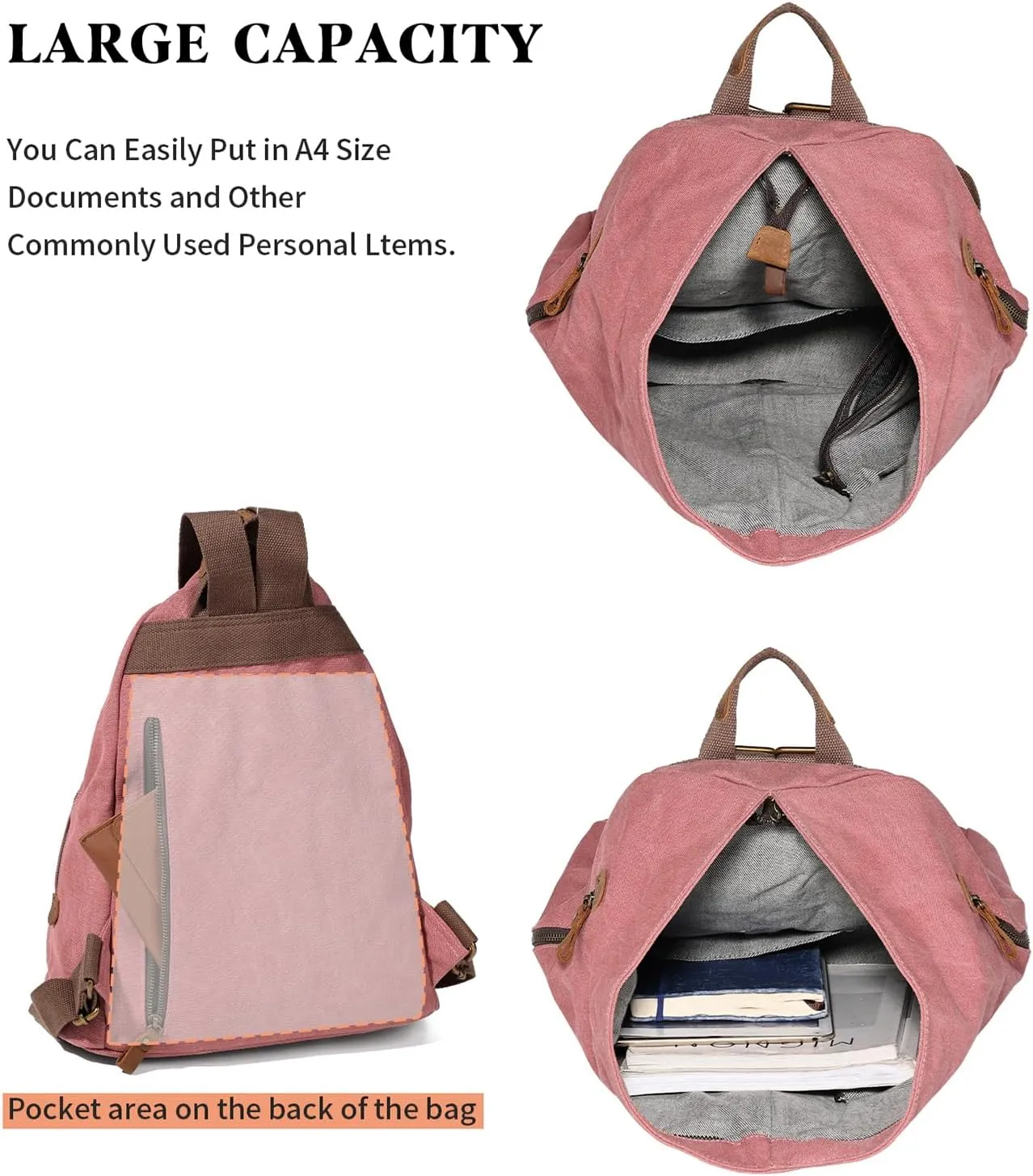 KL928 Canvas Vintage Backpack  Large Casual Daypack Outdoor Travel Rucksack Hiking Backpacks for Men Women