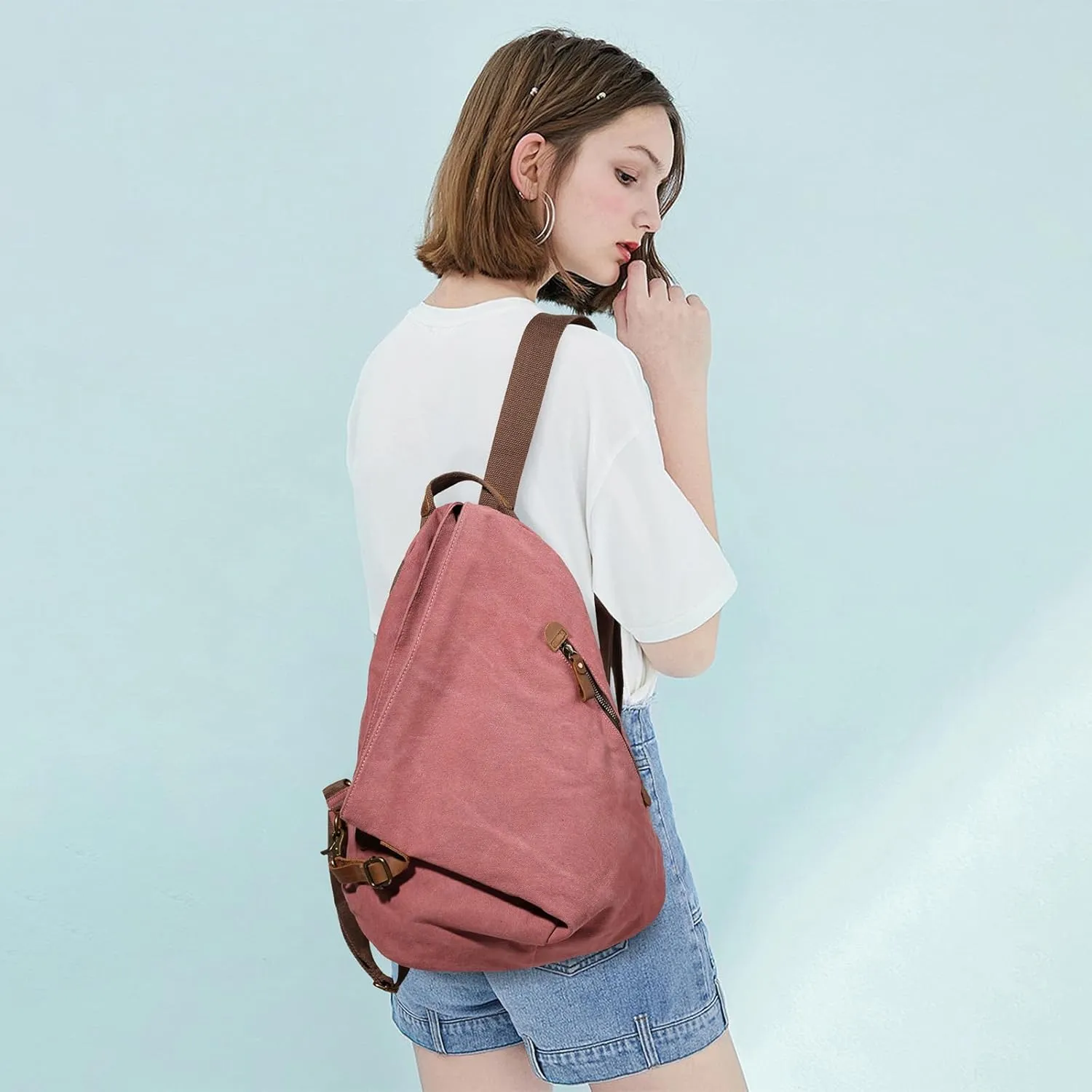 KL928 Canvas Vintage Backpack  Large Casual Daypack Outdoor Travel Rucksack Hiking Backpacks for Men Women