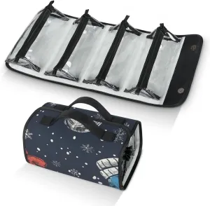 Large Capacity 4-in-1 Hanging Travel Toiletry Bag Storage Organizer With 4 Detachable Removable Zipper Clear Pouches Christmas Gloves