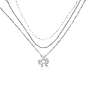 Layered Necklaces for Women Stackable 14K Gold Pearl Bow Pendant Necklaces Adjustable Pearl Bowknot Twisted Choker Necklaces Jewelry Accessories