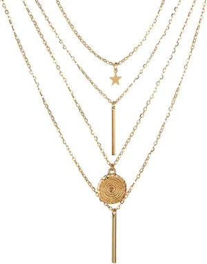 Layered Necklaces for Women Trendy Multilayer Bar Disc Necklace Gold Layered Choker Necklaces Y Pendant Necklace Layering Necklaces for Girls