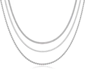 Layered Silver Necklaces For Women | Stacked Necklaces For Women | Necklaces For Women Trendy | Silver Necklace For Women | Necklace Set | Layered Necklaces For Women | Layering Necklaces For Women | Silver Necklace For Women | Silver Necklace Set