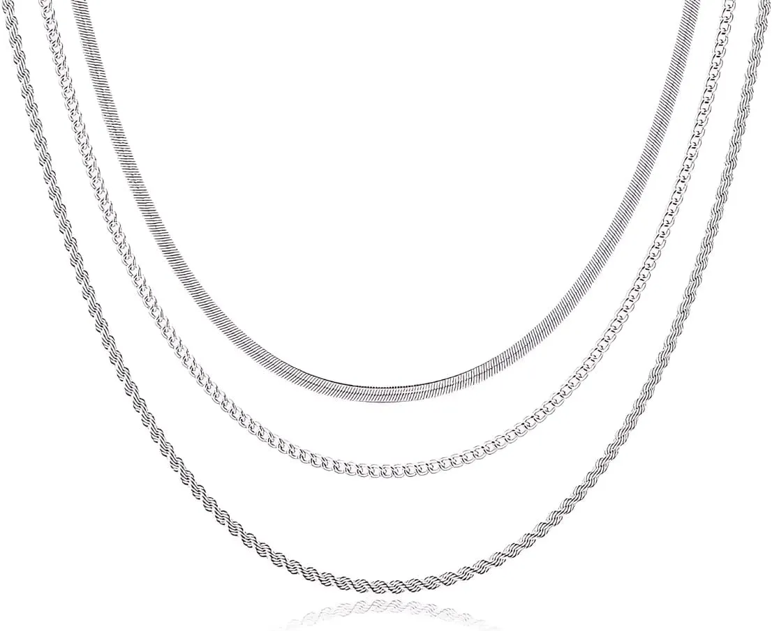 Layered Silver Necklaces For Women | Stacked Necklaces For Women | Necklaces For Women Trendy | Silver Necklace For Women | Necklace Set | Layered Necklaces For Women | Layering Necklaces For Women | Silver Necklace For Women | Silver Necklace Set