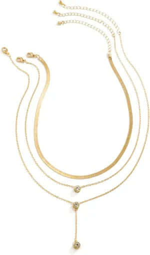 Layering Necklaces, Dainty Layered Necklaces for Women Snake Chain Rhinestones Pendant Chain Necklaces Jewelry Gifts for Birthday Wedding, 3 Pieces