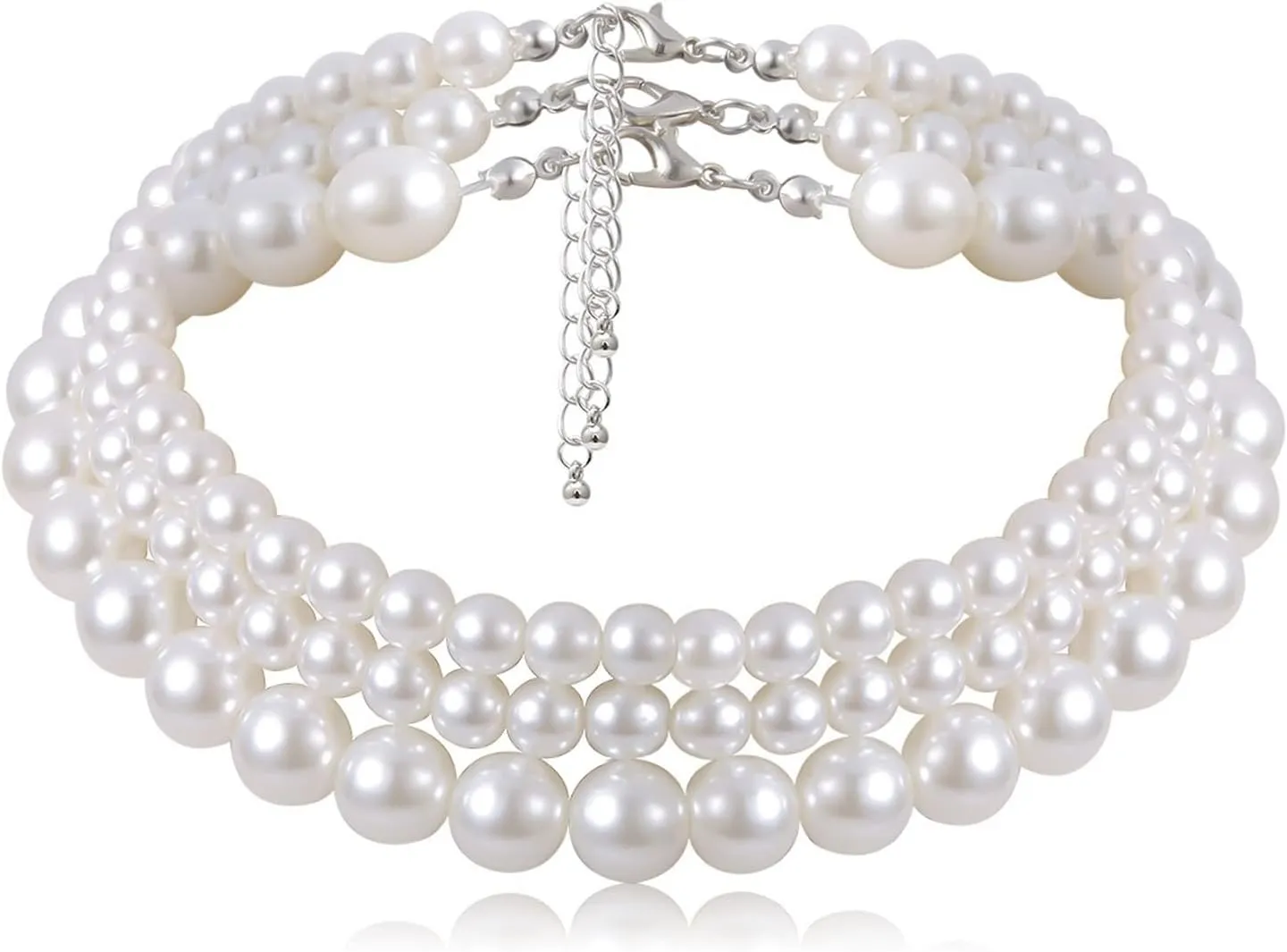 Layering Necklaces for Women, Dainty Layered Necklaces for Women Pearl Pendant Chain Necklaces Jewelry Gifts, 3 Pieces, Silver