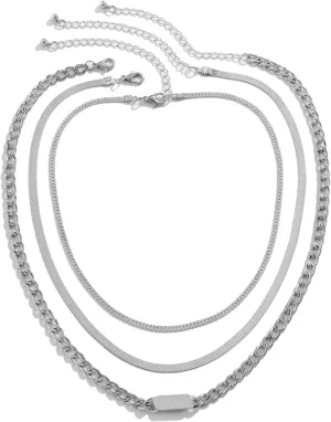 Layering Necklaces for Women, Layered Necklaces for Women Vintage Square Snake Chain Pendant Chain Necklaces Women Jewelry, 3 Pieces