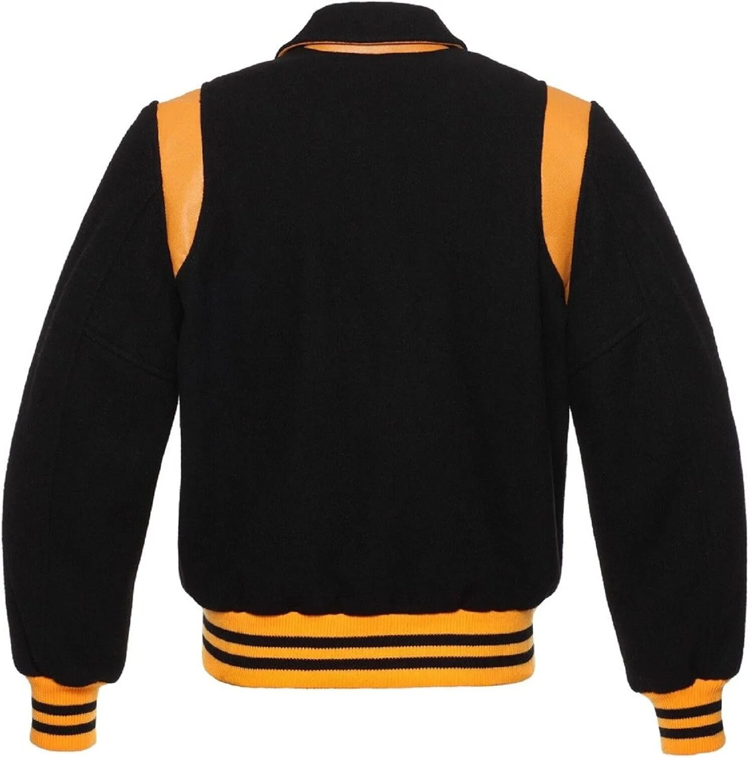 Letterman Varsity Jackets Retro Varsity Letterman Jackets Erect Collar Wool Blend Body Cowhide Leather Shoulder Strip