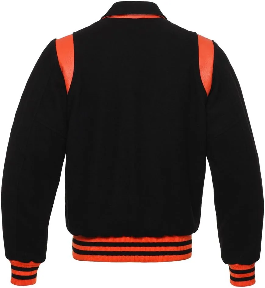 Letterman Varsity Jackets Retro Varsity Letterman Jackets Erect Collar Wool Blend Body Cowhide Leather Shoulder Strip