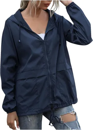 Lightweight Rain Jacket Women Windbreaker Waterproof Zip Up Casual Jackets Fall Lady Jackets for Women Girls