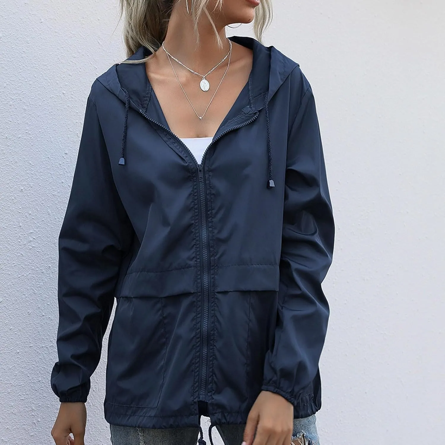 Lightweight Rain Jacket Women Windbreaker Waterproof Zip Up Casual Jackets Fall Lady Jackets for Women Girls