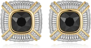 LILIE&WHITE Two Tone Stud Earrings - Boho & Bohemian Gold Earrings with Shiny Crystals
