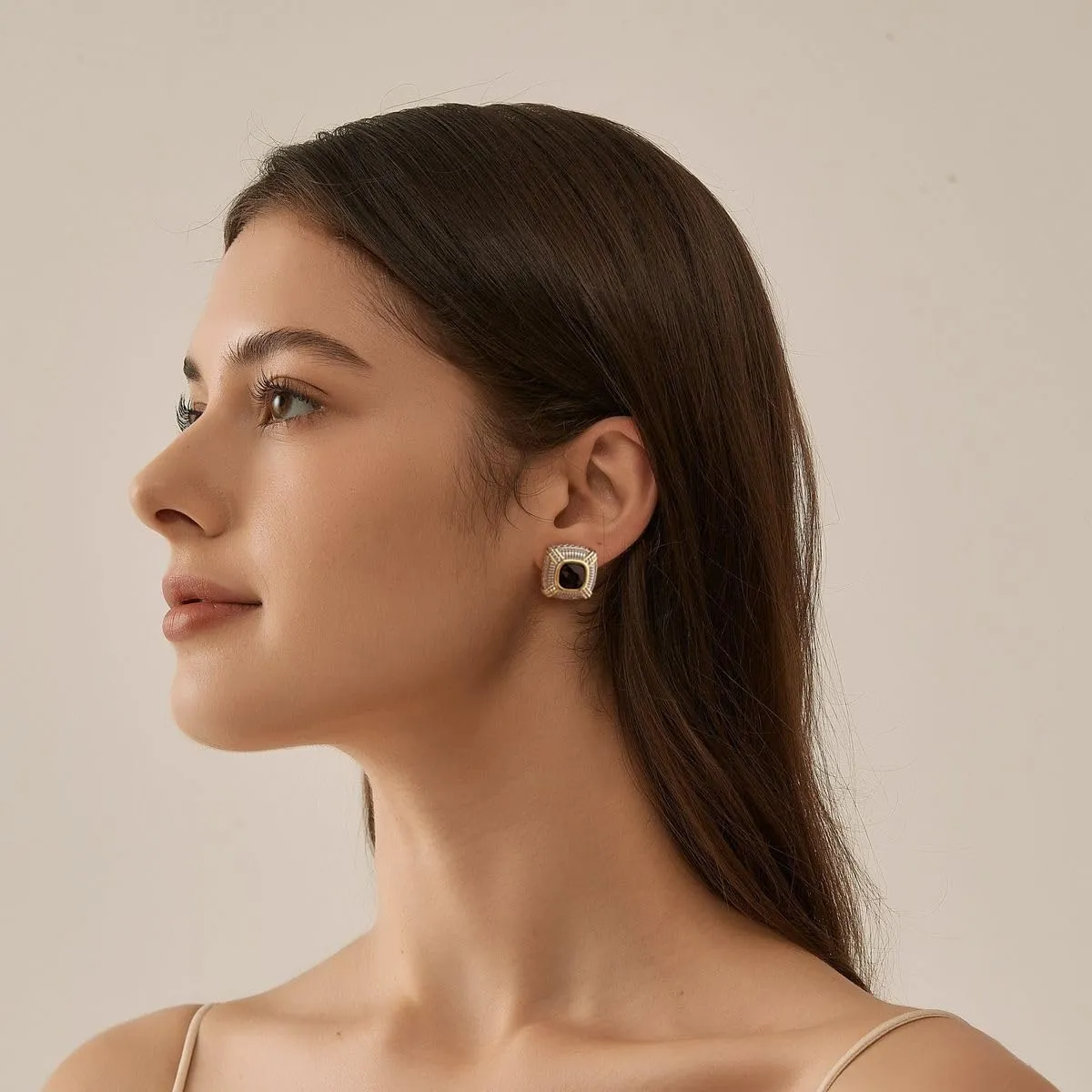 LILIE&WHITE Two Tone Stud Earrings - Boho & Bohemian Gold Earrings with Shiny Crystals
