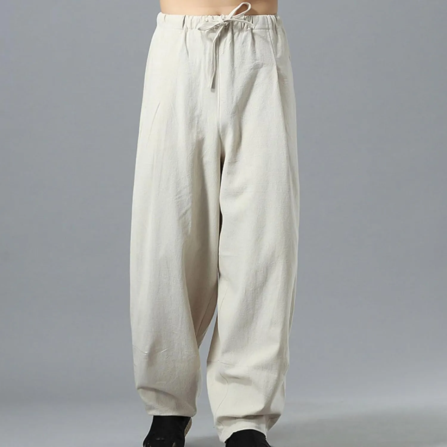 Linen Pants for Mens Casual Pants Summer Beach Trousers Drawstring Yoga Pants Soft Elastic Waist Pants