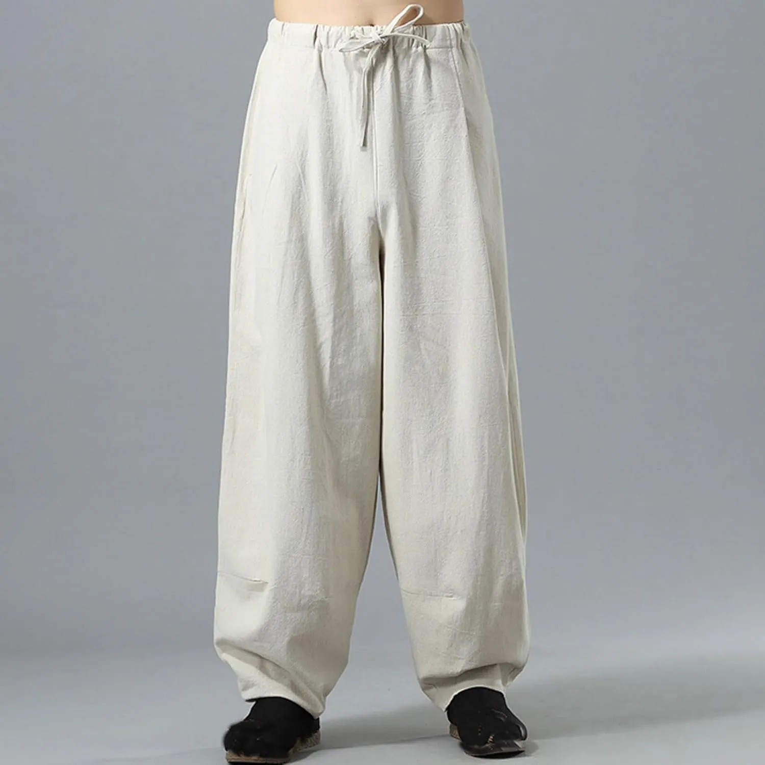 Linen Pants for Mens Casual Pants Summer Beach Trousers Drawstring Yoga Pants Soft Elastic Waist Pants