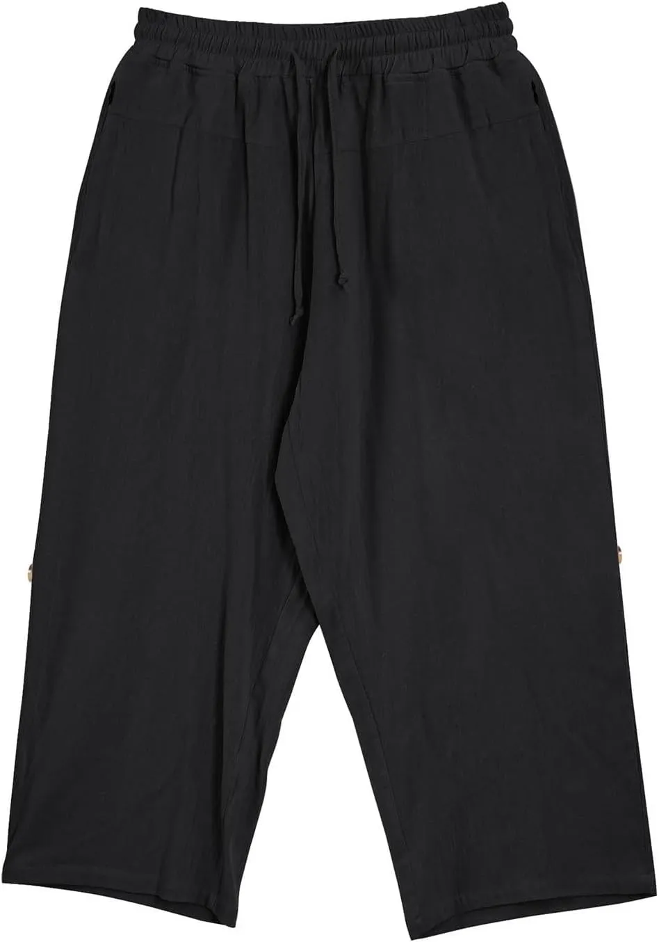 Linen Pants Mens Casual Pants Drawstring Beach Trousers Relaxed-Fit Yoga Pants Soft Elastic Waist Pants