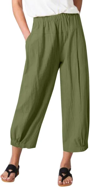 Linen Pants Women Summer Pants Loose Trousers Women Baggy Cargo Y2K Parachute Pants Track Pants Casual Pants Elastic