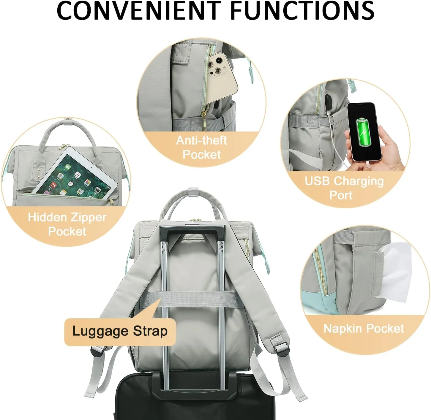 LOVEVOOK Laptop Backpack for Women Fashion 17-Inch Work Travel Backpack Purse Airline Approved Anti-theft Nurse Teacher Bag with USB Port