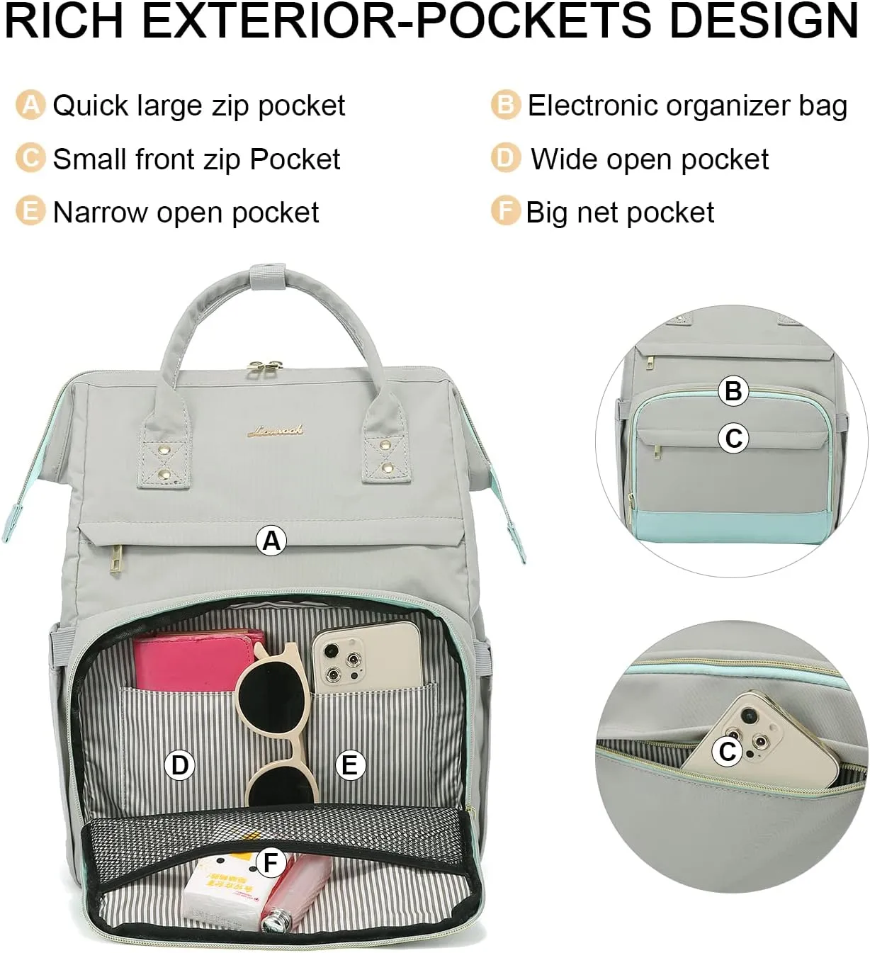 LOVEVOOK Laptop Backpack for Women Fashion 17-Inch Work Travel Backpack Purse Airline Approved Anti-theft Nurse Teacher Bag with USB Port