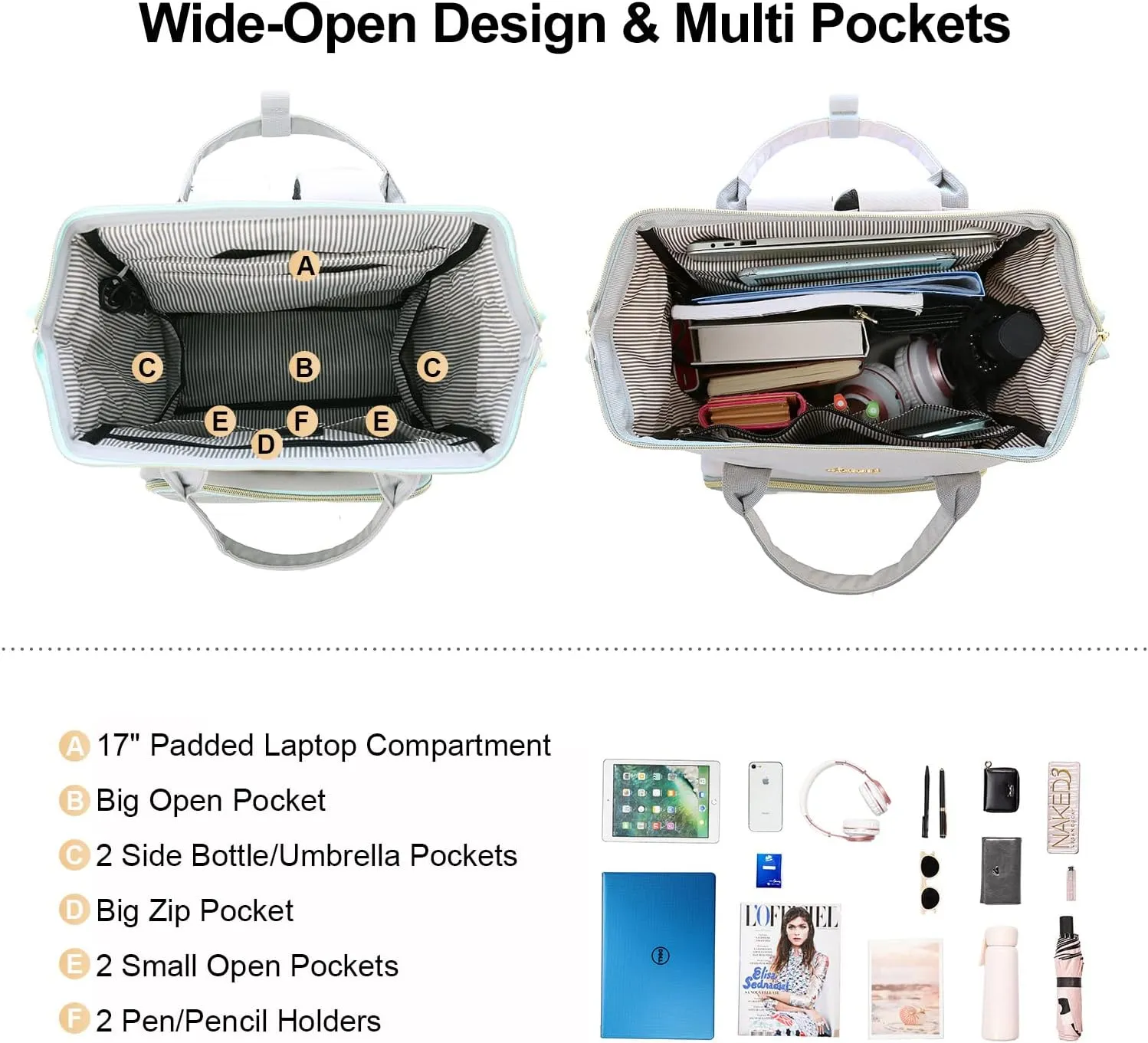 LOVEVOOK Laptop Backpack for Women Fashion 17-Inch Work Travel Backpack Purse Airline Approved Anti-theft Nurse Teacher Bag with USB Port